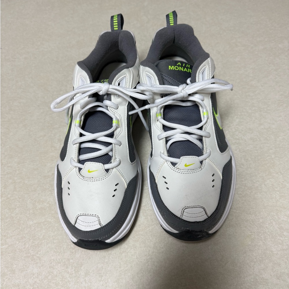 Nike Air Monarch IV White and Gray with Neon Accents